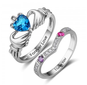 Birthstone Ring,  biSterling Silver Personalized Engravable Ring JEWJORI102795